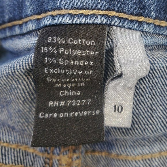 APT 9 Womens Medium Wash Blue Denim Jeans Sz.10 Rhinestone Mid-Rise Straight Leg - Picture 3 of 3